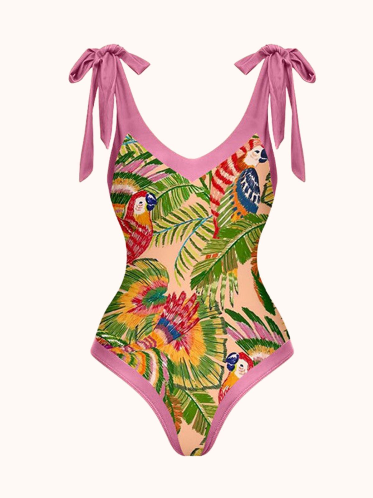 Multicolor Parrot Printed Swimwear Two Piece Set | Mix Mix Style-Mix MIx Style