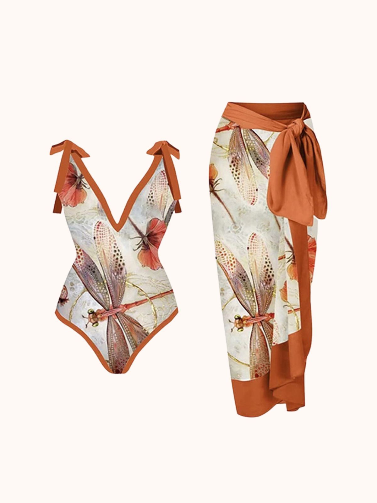 Multicolor Dragonfly Printed Swimwear Two Piece Set | Mix Mix Style-Mix MIx Style