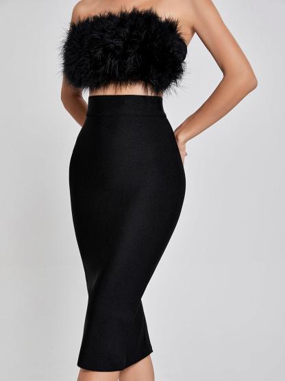 Mariam Bandage Pencil Skirt In Black-Mix MIx Style