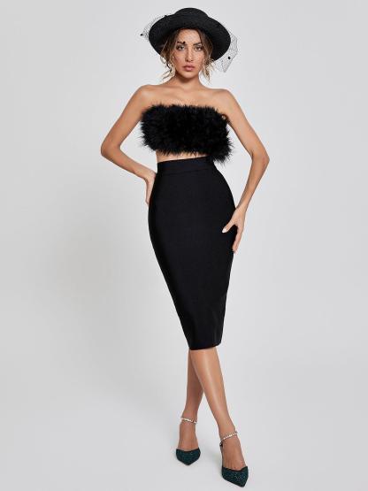 Mariam Bandage Pencil Skirt In Black-Mix MIx Style