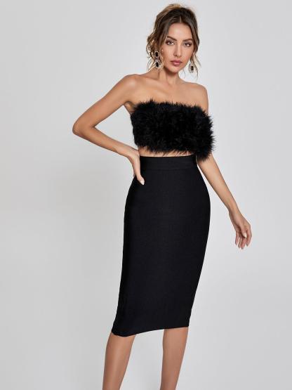 Mariam Bandage Pencil Skirt In Black-Mix MIx Style