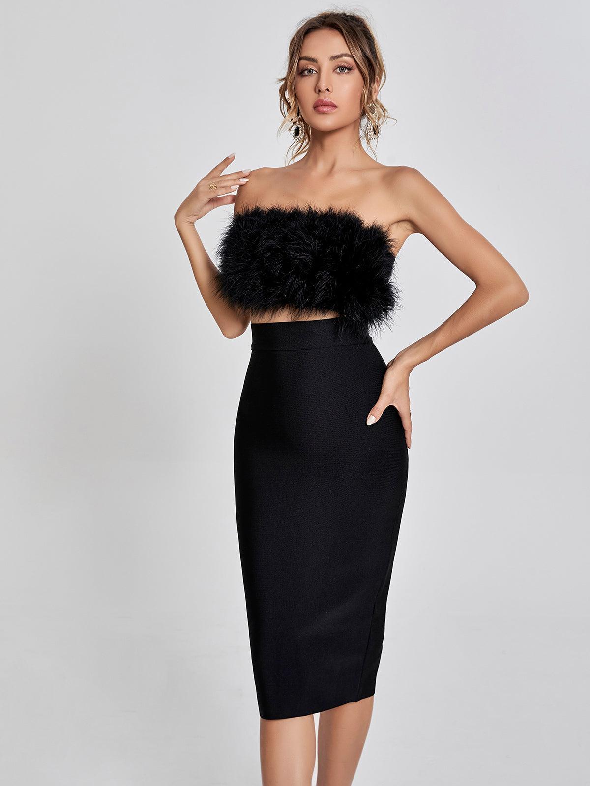 Mariam Bandage Pencil Skirt In Black-Mix MIx Style