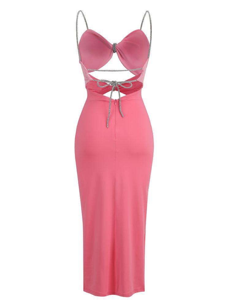 Pink Mariposa Spaghetti Cutout Midi Dress | Mix Mix Style [Hot Seller]-Mix MIx Style