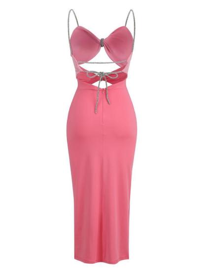 Pink Mariposa Spaghetti Cutout Midi Dress | Mix Mix Style [Hot Seller]-Mix MIx Style