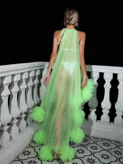 Marsali Mesh Maxi Dress In Green-Mix MIx Style