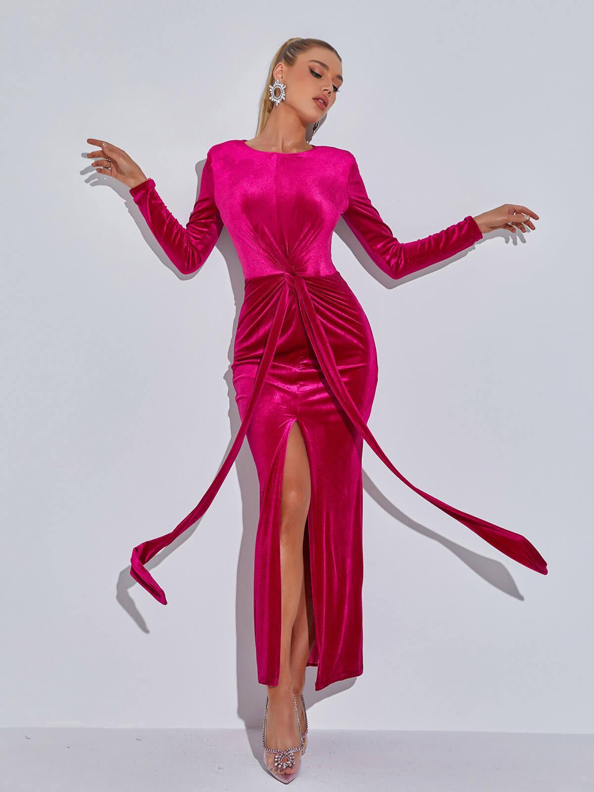 Marta Long Sleeve Velvet Maxi Dress-Mix MIx Style