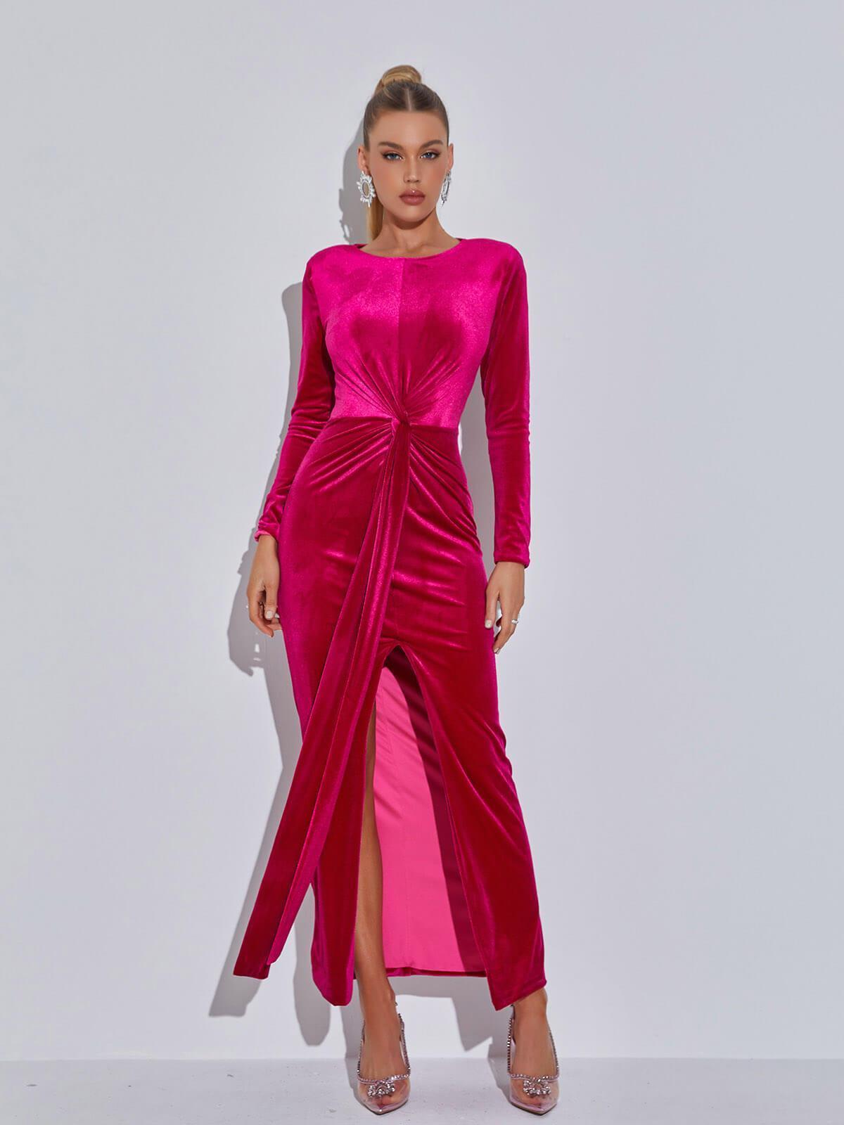 Marta Long Sleeve Velvet Maxi Dress-Mix MIx Style