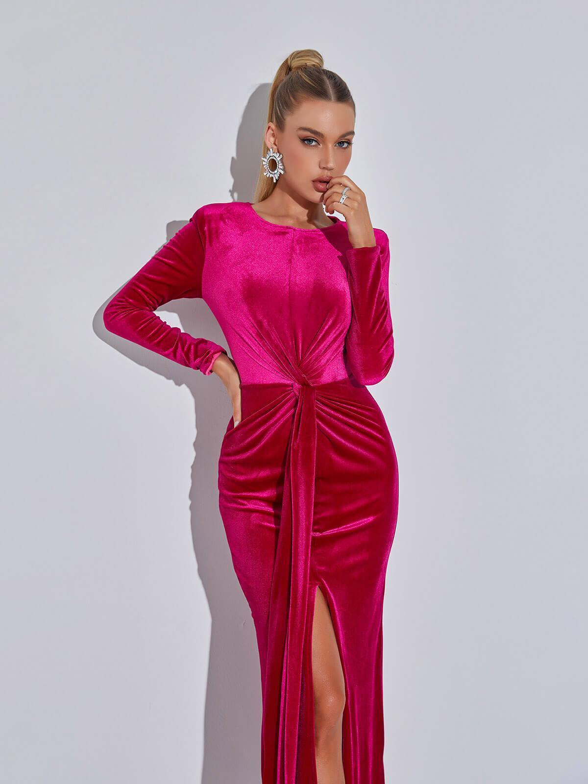 Marta Long Sleeve Velvet Maxi Dress-Mix MIx Style