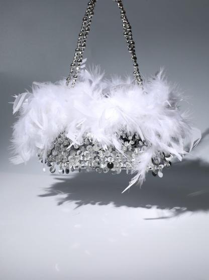 Martina Sequin Feather Shoulder Bag-Mix MIx Style