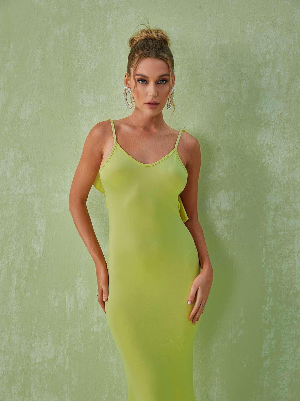 Marzia Backless Maxi Dress In Green-Mix MIx Style
