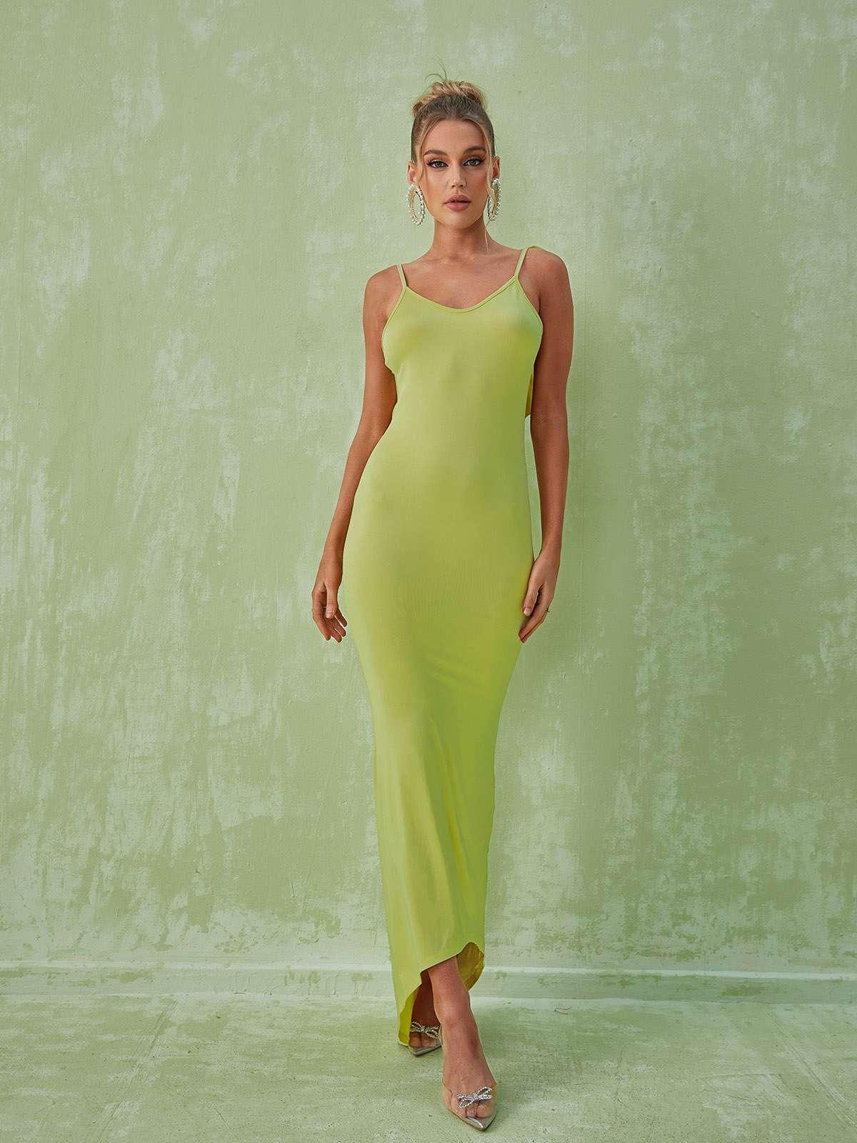 Marzia Backless Maxi Dress In Green-Mix MIx Style