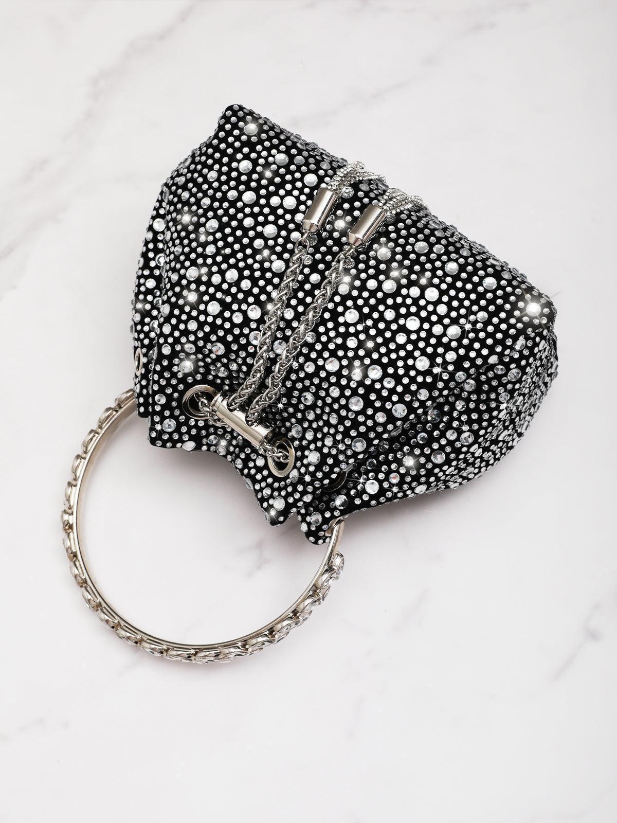 Mattea Crystal Embellished Bucket Bag In Black Handbags & Evening Bags | Mix Mix Style [Hot Seller]-Mix MIx Style