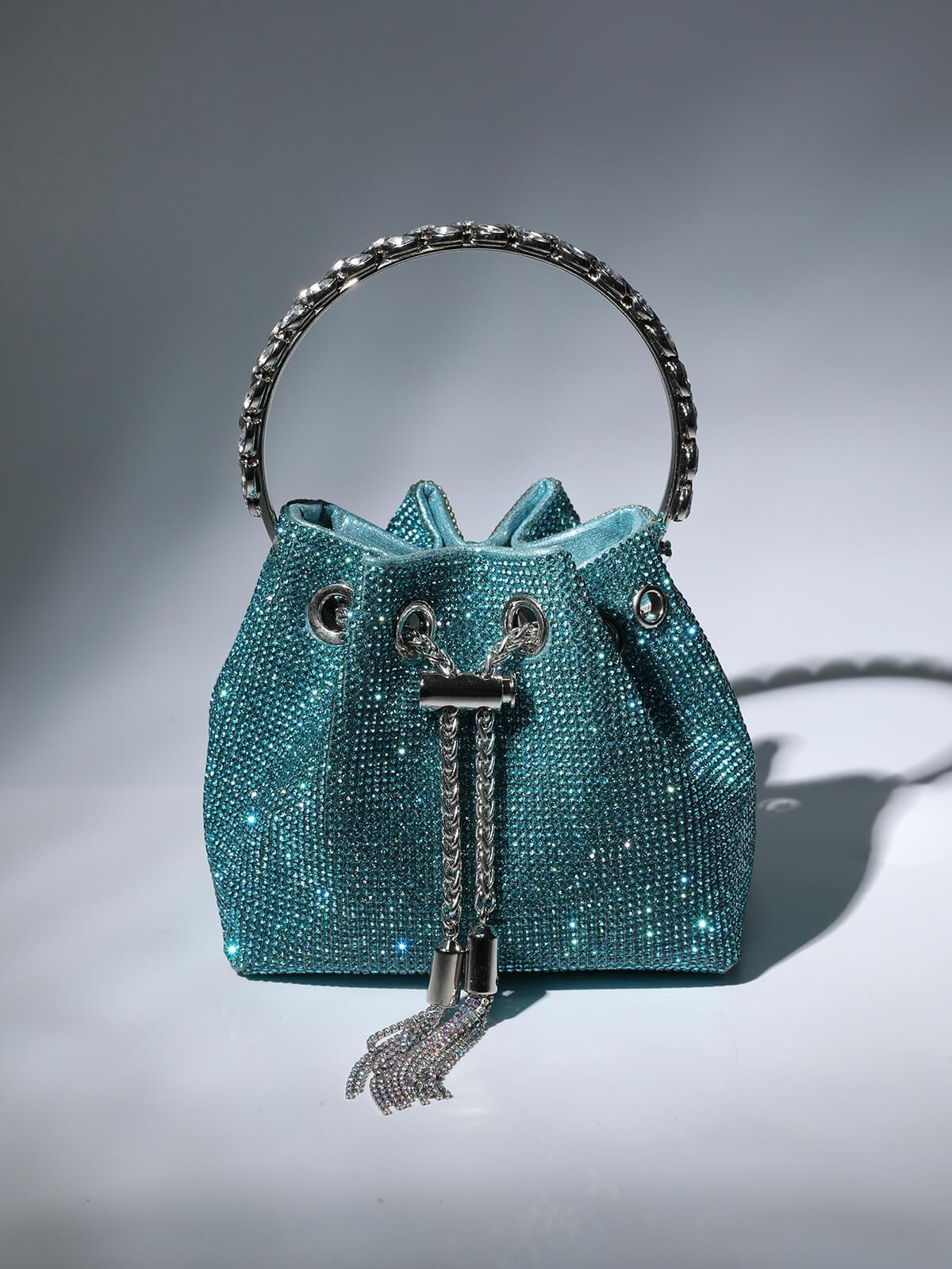 Mattea Crystal Embellished Bucket Bag In Blue Handbags & Evening Bags | Mix Mix Style [Hot Seller]-Mix MIx Style