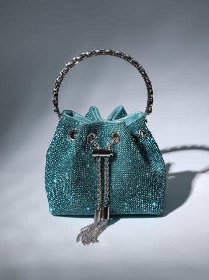 Mattea Crystal Embellished Bucket Bag In Blue Handbags & Evening Bags | Mix Mix Style [Hot Seller]-Mix MIx Style