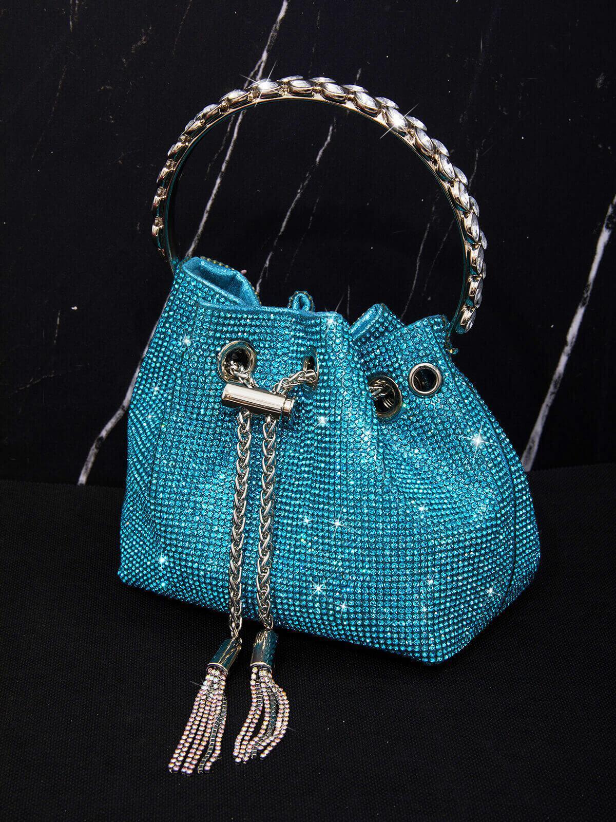 Mattea Crystal Embellished Bucket Bag In Blue Handbags & Evening Bags | Mix Mix Style [Hot Seller]-Mix MIx Style