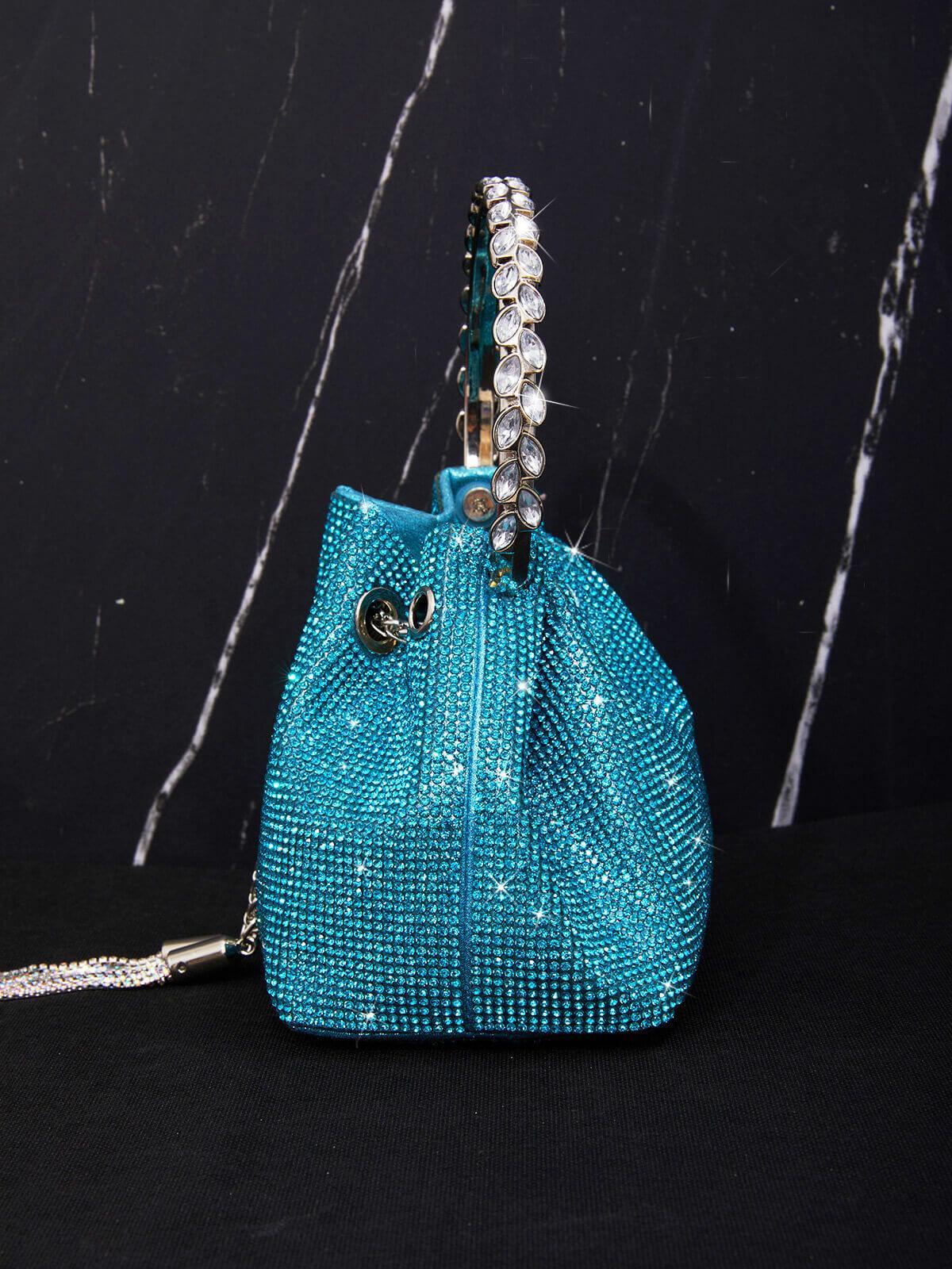 Mattea Crystal Embellished Bucket Bag In Blue Handbags & Evening Bags | Mix Mix Style [Hot Seller]-Mix MIx Style