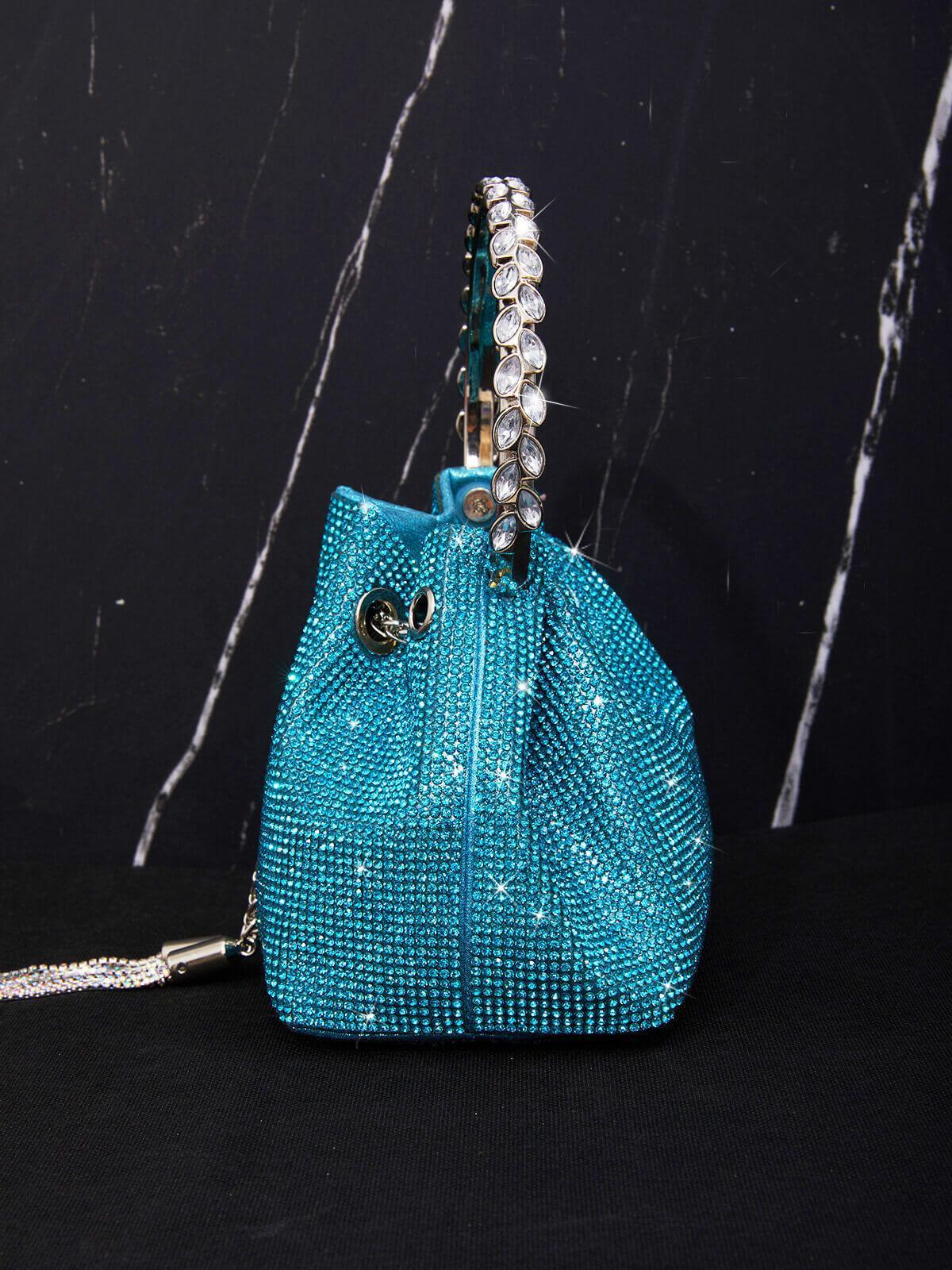Mattea Crystal Embellished Bucket Bag In Blue Handbags & Evening Bags | Mix Mix Style [Hot Seller]-Mix MIx Style