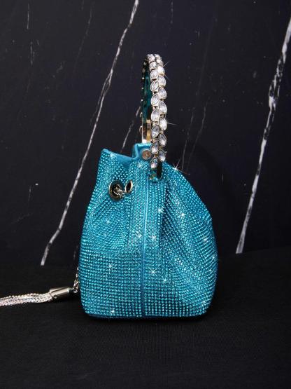 Mattea Crystal Embellished Bucket Bag In Blue Handbags & Evening Bags | Mix Mix Style [Hot Seller]-Mix MIx Style