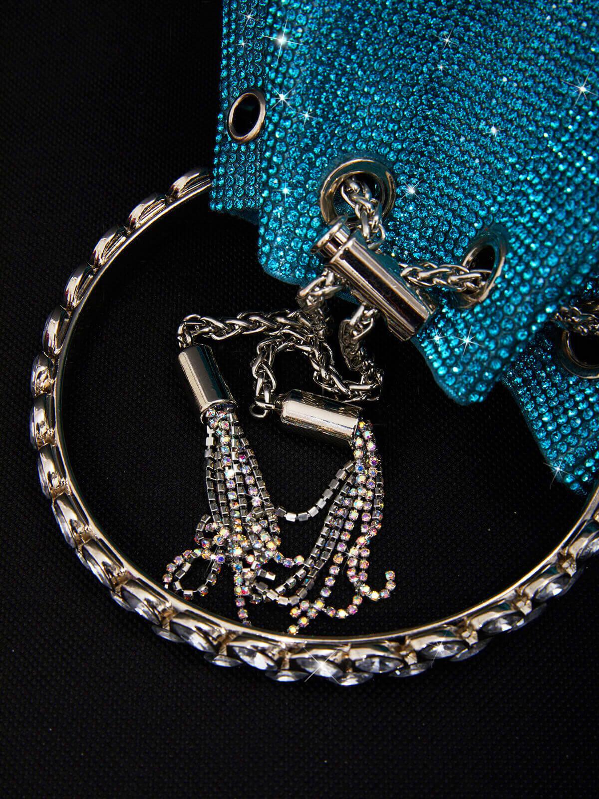 Mattea Crystal Embellished Bucket Bag In Blue Handbags & Evening Bags | Mix Mix Style [Hot Seller]-Mix MIx Style