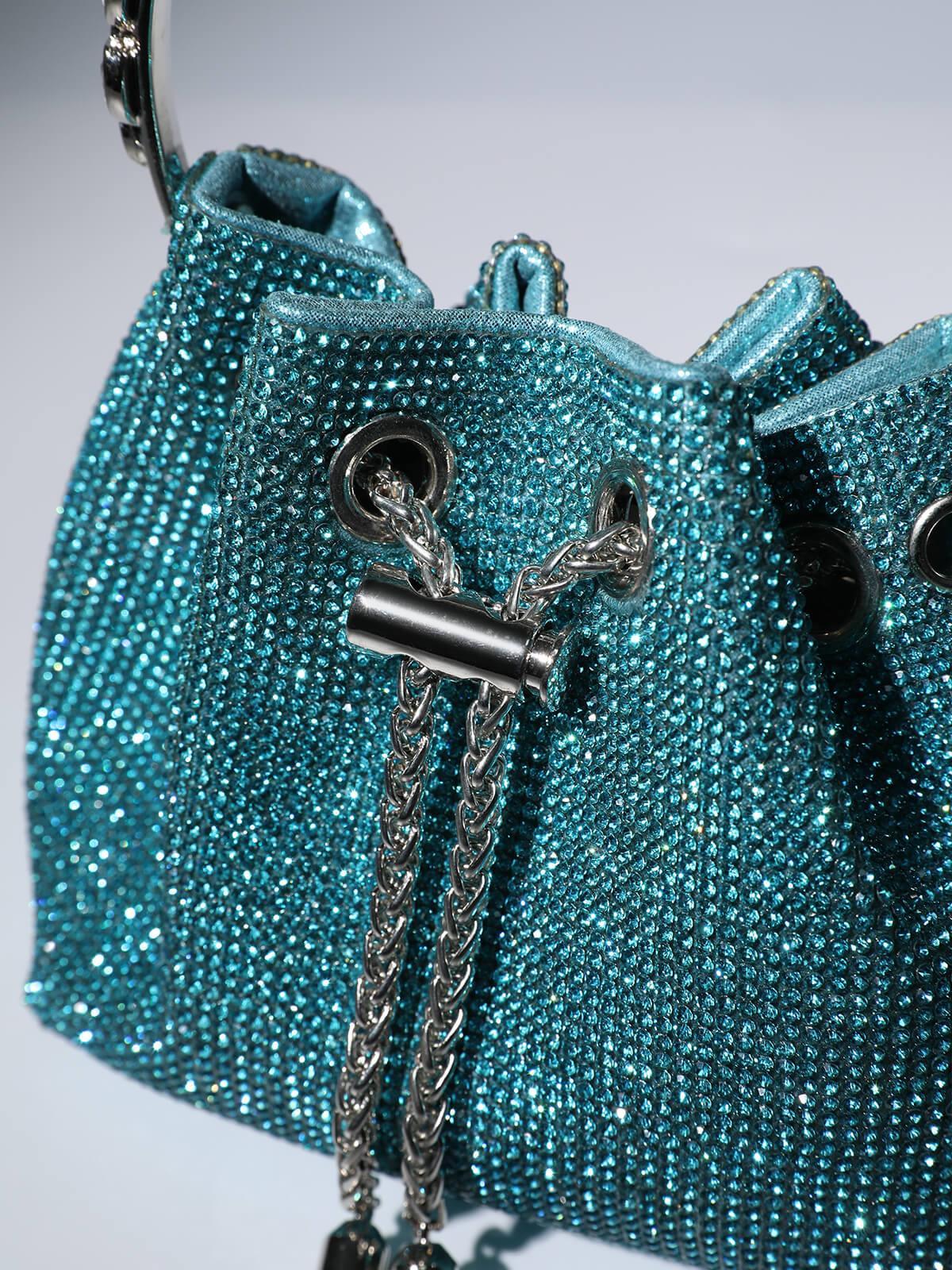 Mattea Crystal Embellished Bucket Bag In Blue Handbags & Evening Bags | Mix Mix Style [Hot Seller]-Mix MIx Style