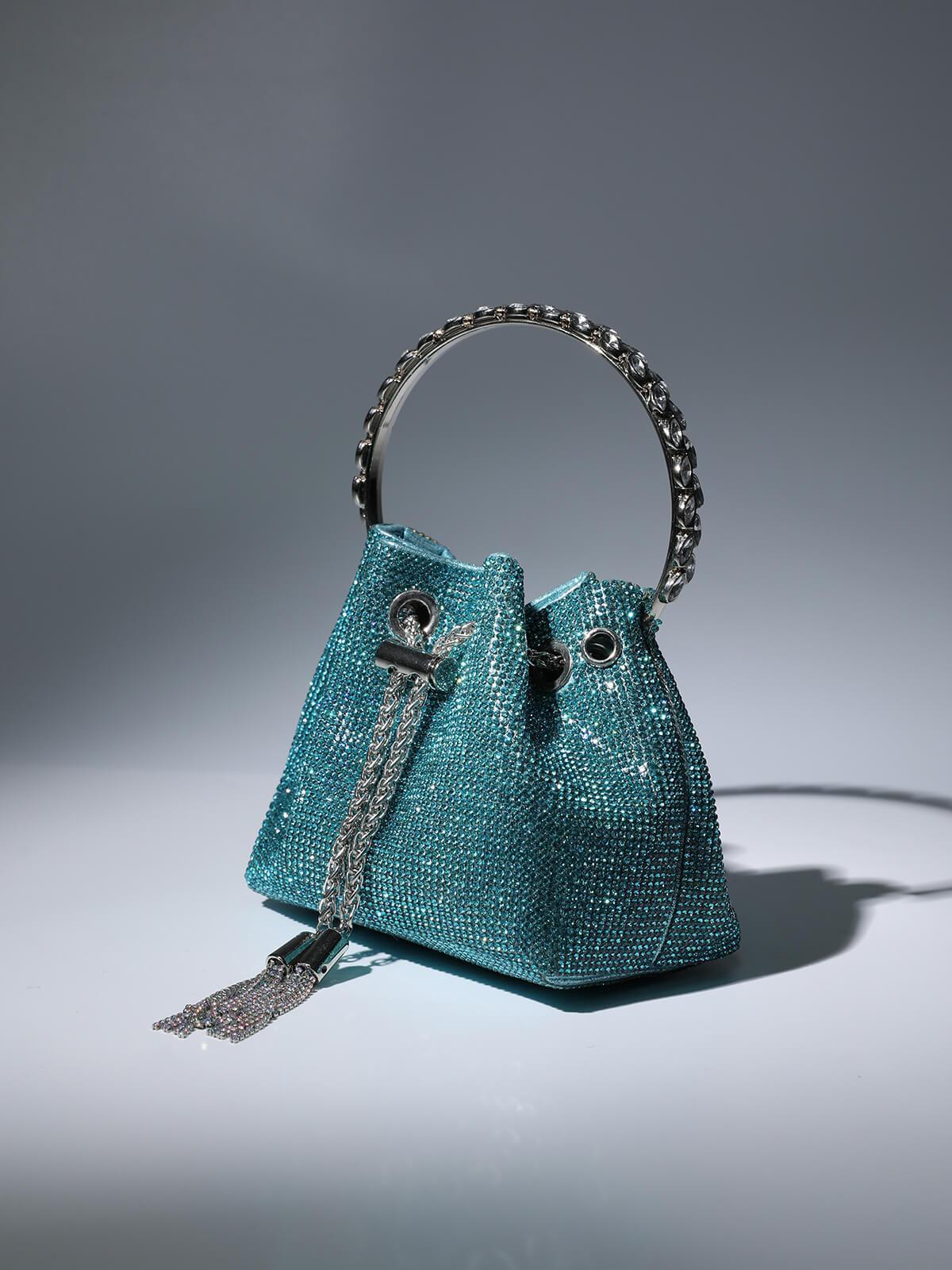 Mattea Crystal Embellished Bucket Bag In Blue Handbags & Evening Bags | Mix Mix Style [Hot Seller]-Mix MIx Style