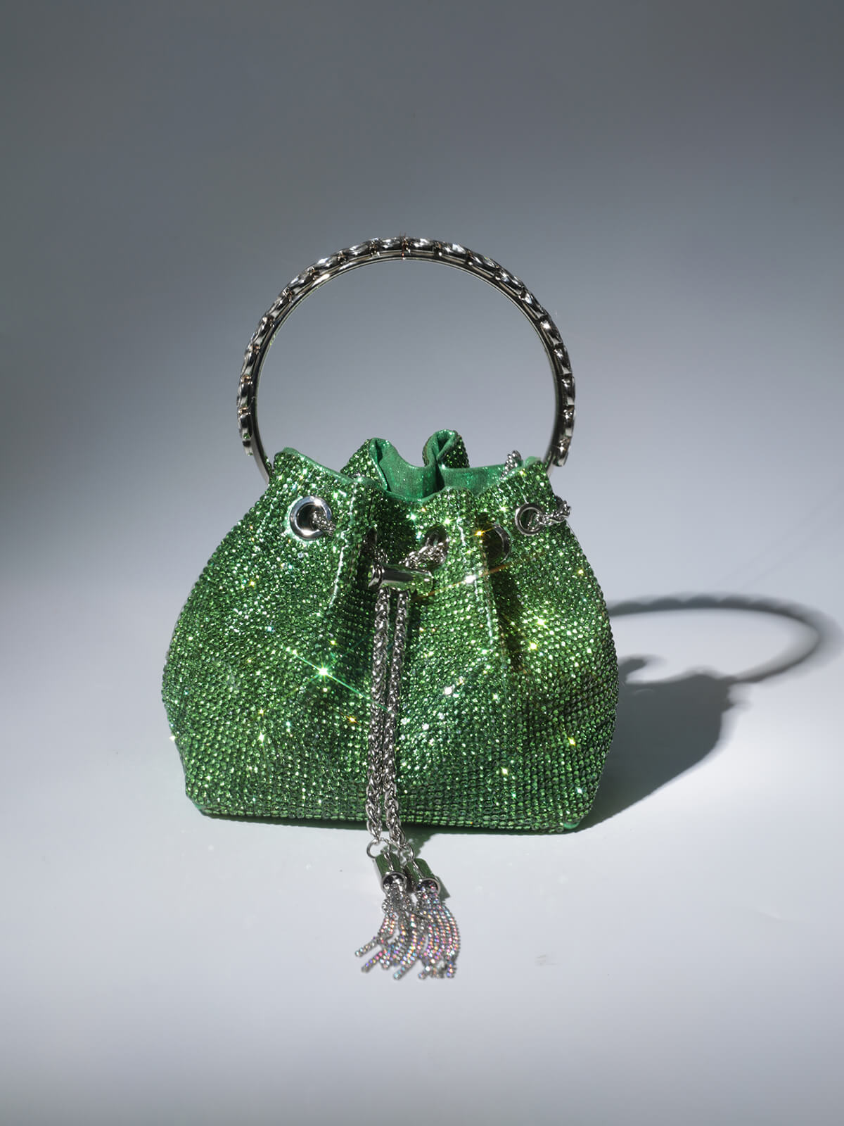 Mattea Crystal Embellished Bucket Bag In Green Handbags & Evening Bags | Mix Mix Style [Hot Seller]-Mix MIx Style