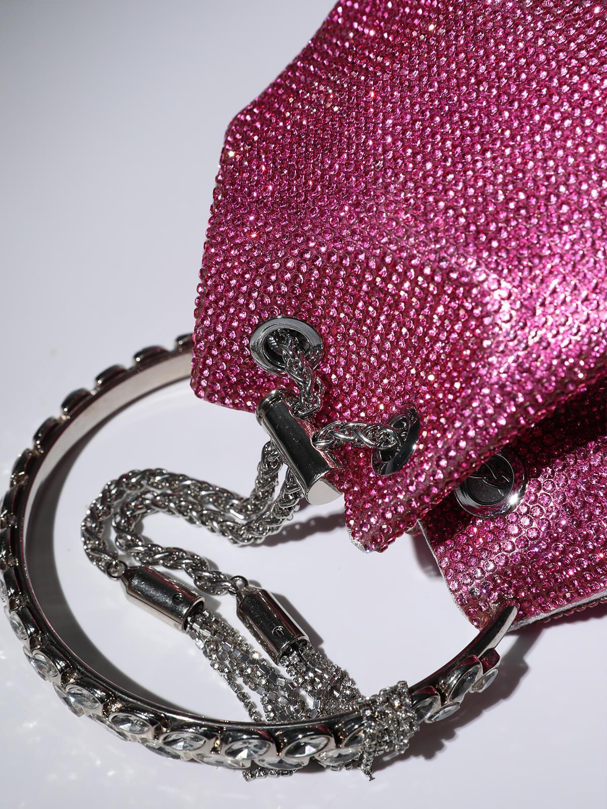 Crystal Embellished Bucket Bag In Hot Pink Handbags & Evening Bags | Mix Mix Style [Hot Seller]-Mix MIx Style