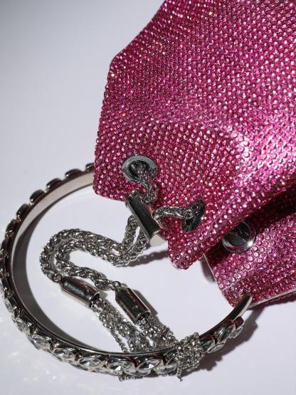 Crystal Embellished Bucket Bag In Hot Pink Handbags & Evening Bags | Mix Mix Style [Hot Seller]-Mix MIx Style