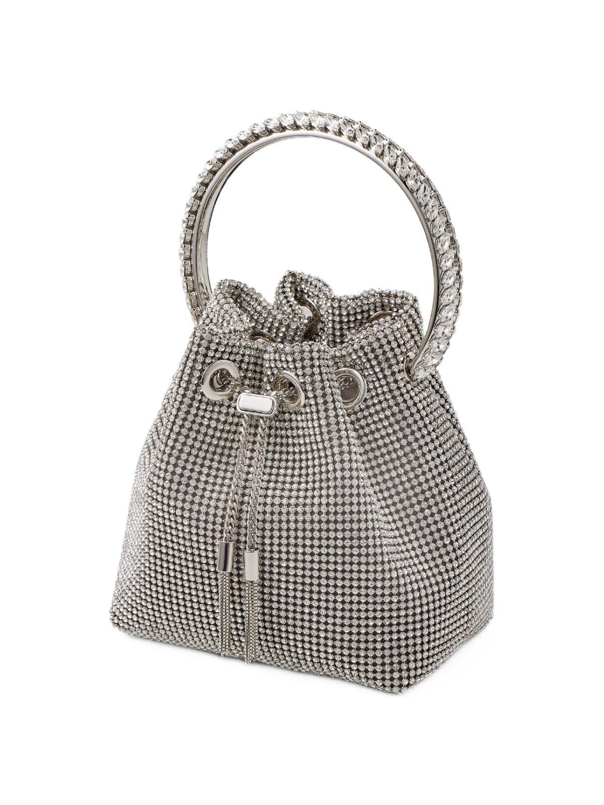 Crystal Embellished Bucket Bag In Silver Handbags & Evening Bags | Mix Mix Style [Hot Seller]-Mix MIx Style