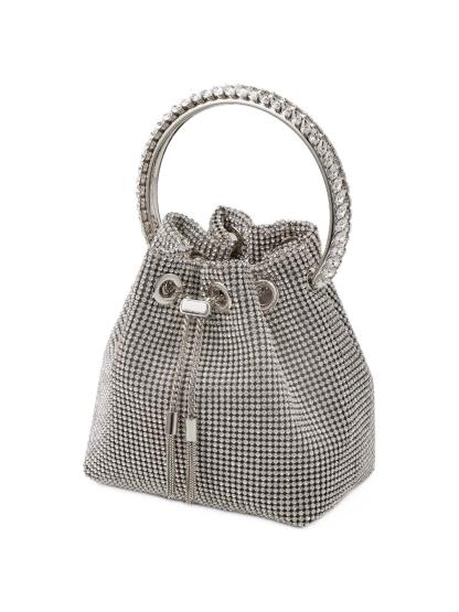 Crystal Embellished Bucket Bag In Silver Handbags & Evening Bags | Mix Mix Style [Hot Seller]-Mix MIx Style
