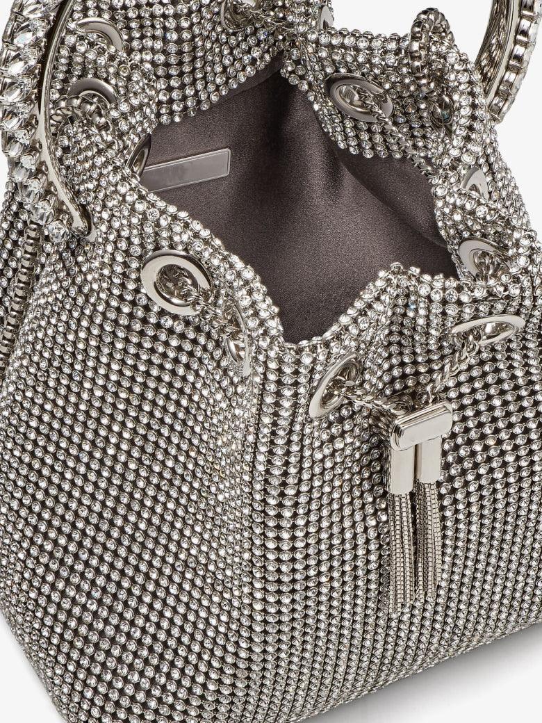 Crystal Embellished Bucket Bag In Silver Handbags & Evening Bags | Mix Mix Style [Hot Seller]-Mix MIx Style