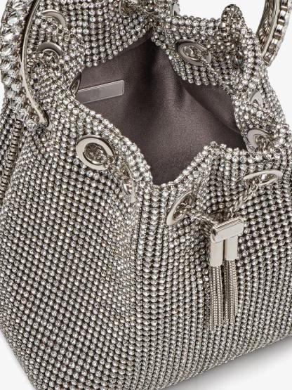 Crystal Embellished Bucket Bag In Silver Handbags & Evening Bags | Mix Mix Style [Hot Seller]-Mix MIx Style