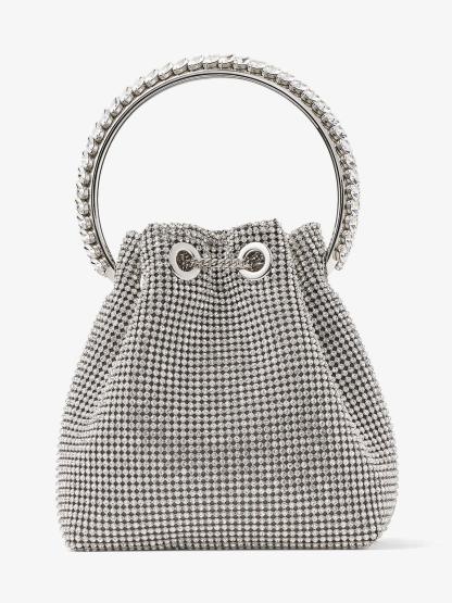 Crystal Embellished Bucket Bag In Silver Handbags & Evening Bags | Mix Mix Style [Hot Seller]-Mix MIx Style