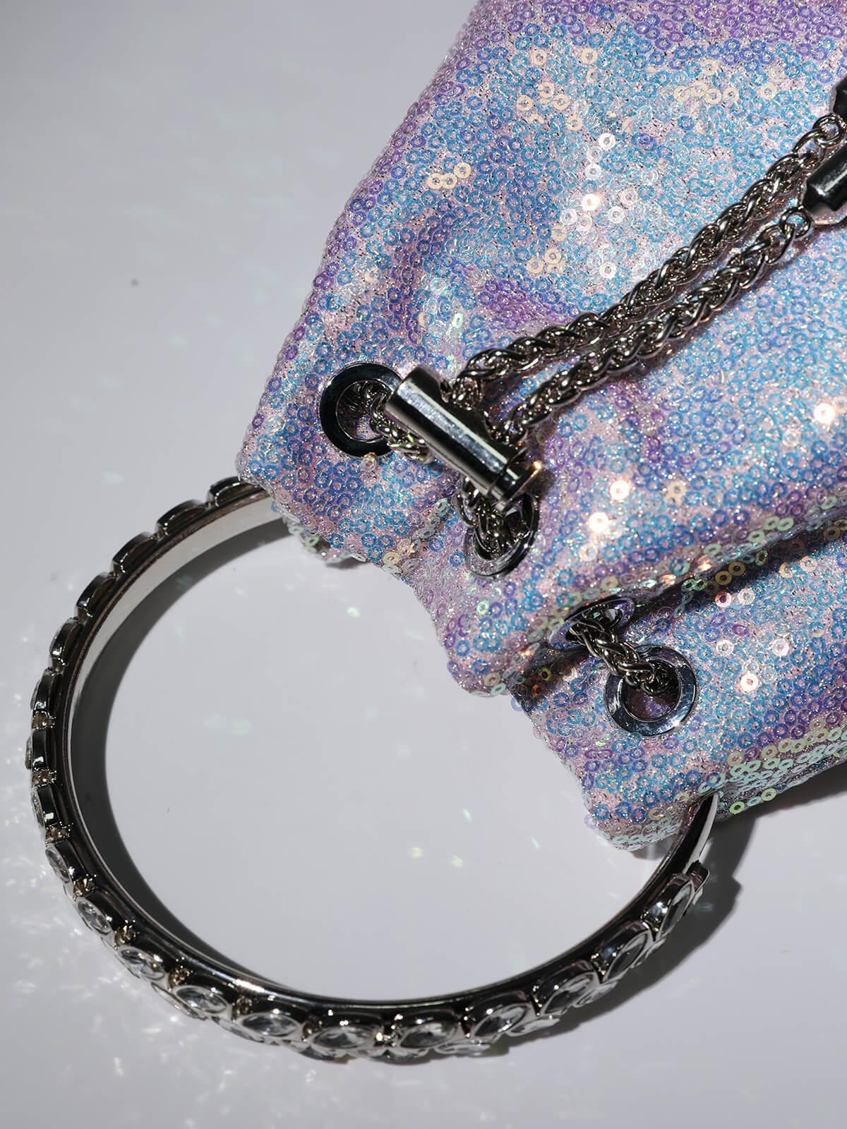 Crystal Embellished Sequin Bucket Bag In Lilac Handbags & Evening Bags | Mix Mix Style [Hot Seller]-Mix MIx Style