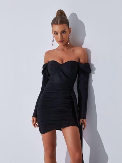 Maura Off Shoulder Bandage Dress-Mix MIx Style