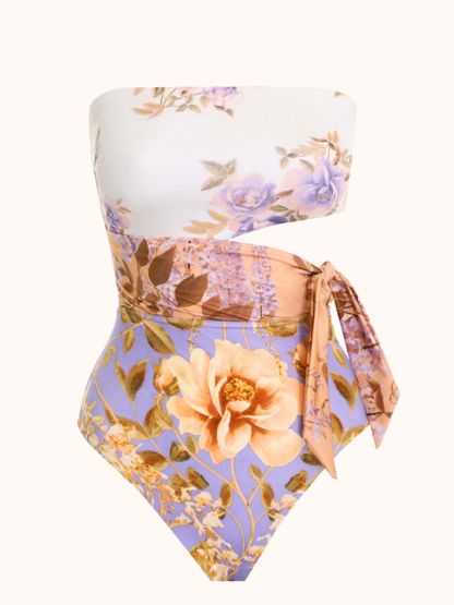 Strapless Floral Swimwear Two Piece Set | Mix Mix Style-Mix MIx Style