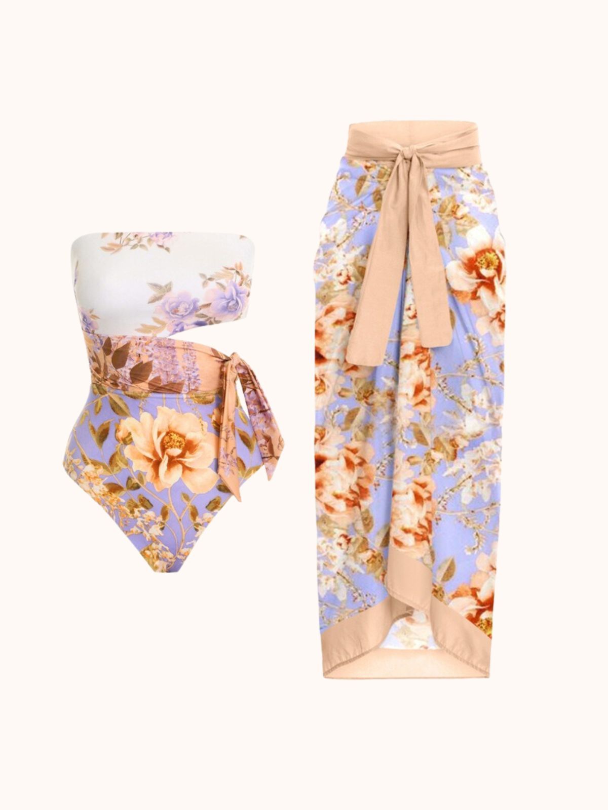 Strapless Floral Swimwear Two Piece Set | Mix Mix Style-Mix MIx Style