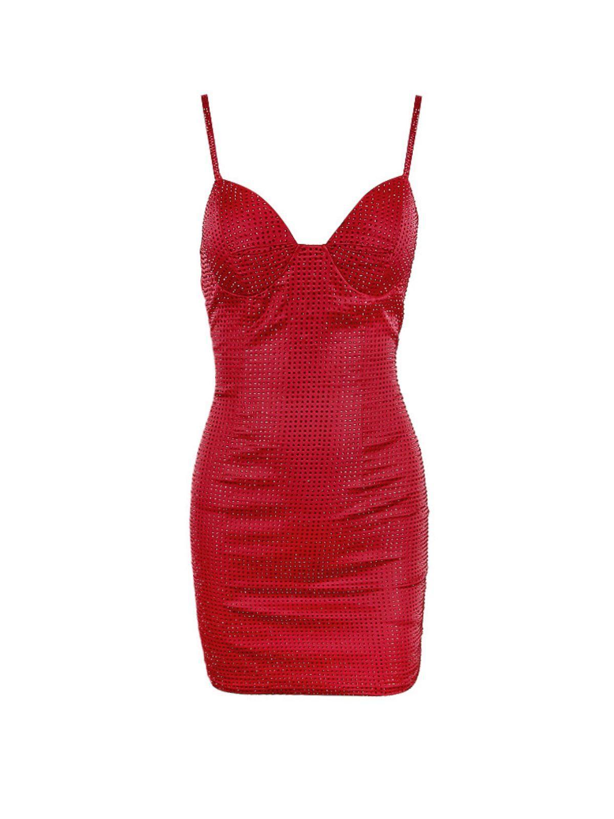 Meilani Spaghetti Rhinestone Mini Dress-Mix MIx Style