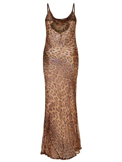 Melany Leopard Print Spaghetti Maxi Dress-Mix MIx Style