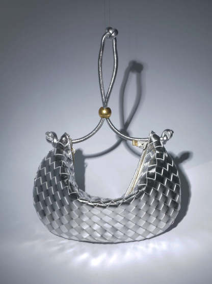 Midge Woven Drawstring Bag In Silver Handbags & Evening Bags | Mix Mix Style [Hot Seller]-Mix MIx Style