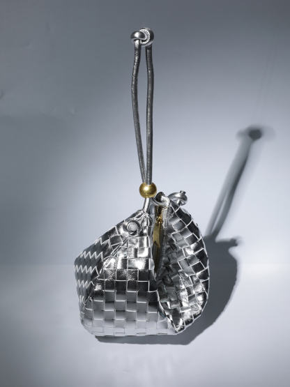 Midge Woven Drawstring Bag In Silver Handbags & Evening Bags | Mix Mix Style [Hot Seller]-Mix MIx Style