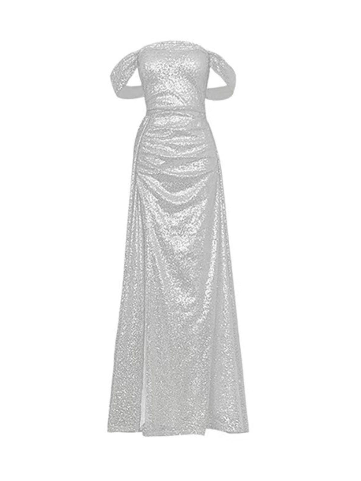Mila Off Shoulder Sequin Split Maxi Dress-Mix MIx Style