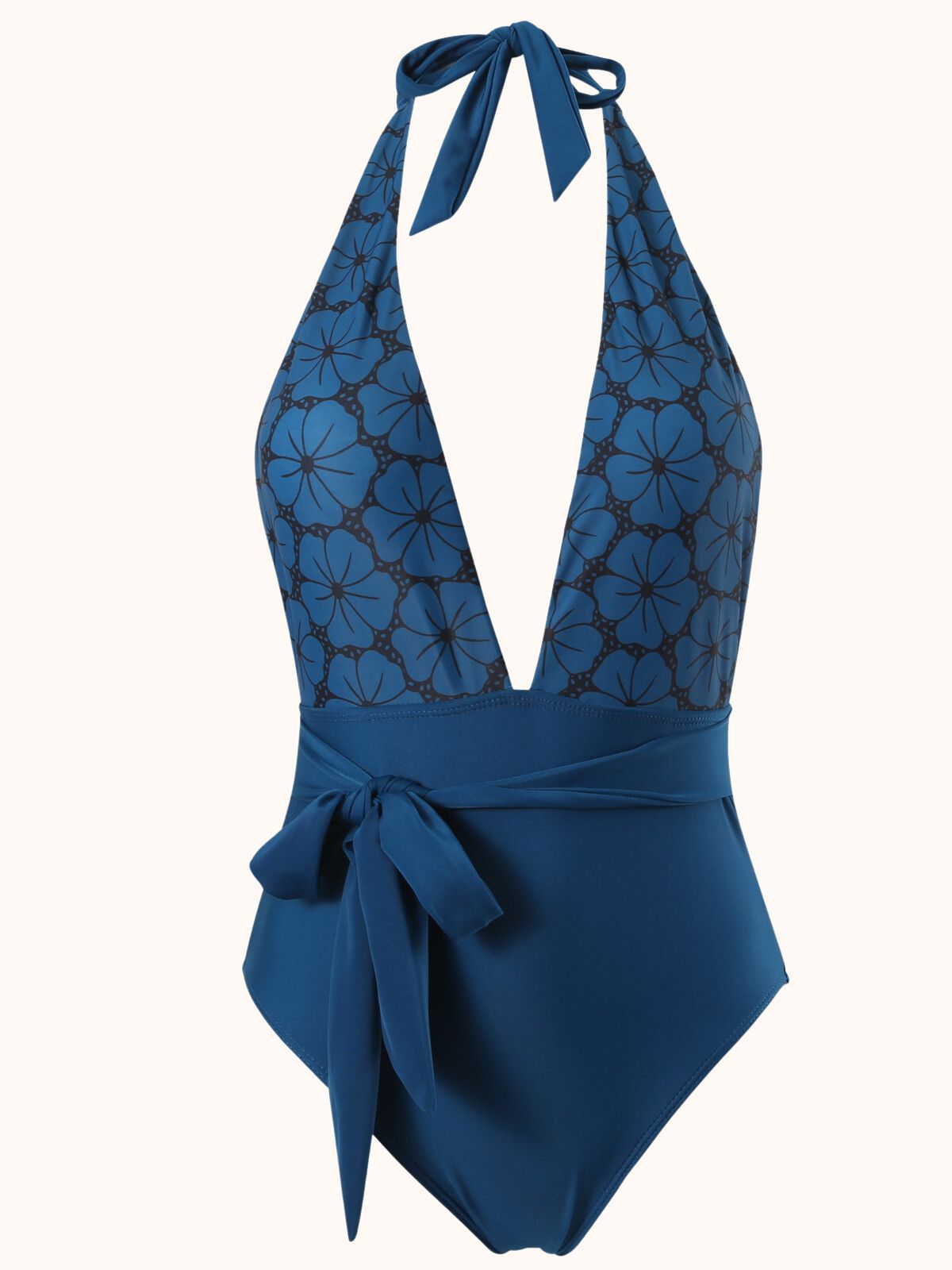 V-Neck Swimwear Two Piece Set In Blue | Mix Mix Style-Mix MIx Style