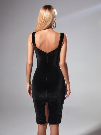 Muriel Mesh Ruched Velvet Midi Dress In Black-Mix MIx Style