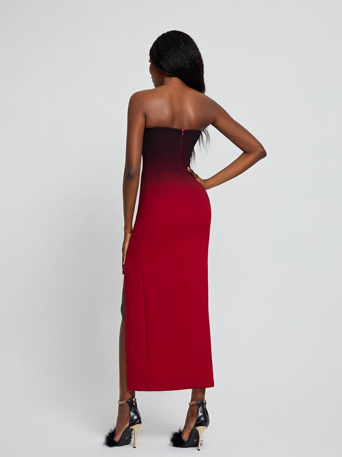 Myfanwy Strapless Ombre Split Maxi Dress-Mix MIx Style