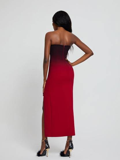 Myfanwy Strapless Ombre Split Maxi Dress-Mix MIx Style