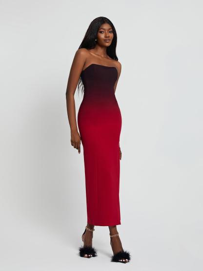 Myfanwy Strapless Ombre Split Maxi Dress-Mix MIx Style