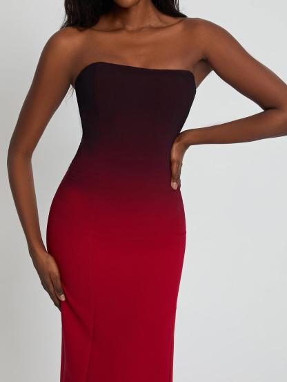 Myfanwy Strapless Ombre Split Maxi Dress-Mix MIx Style