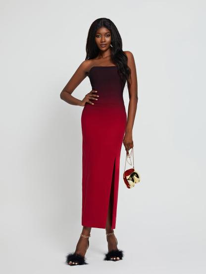 Myfanwy Strapless Ombre Split Maxi Dress-Mix MIx Style
