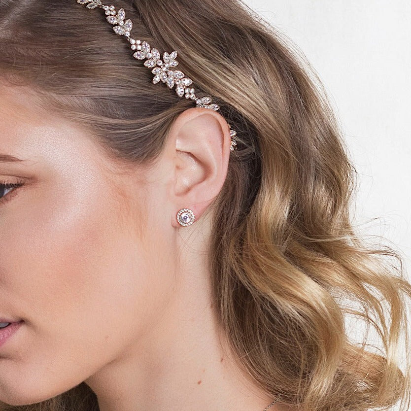 Moissanite Halo Stud 18K White Gold Earrings | Mix Mix Style [Hot Seller]-Mix MIx Style